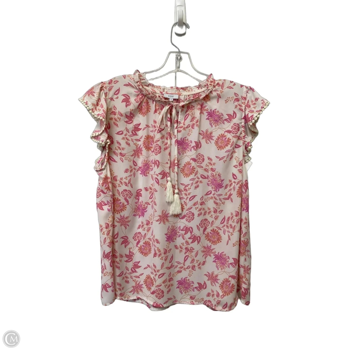 Top Sleeveless By Voy In Floral Print, Size: L