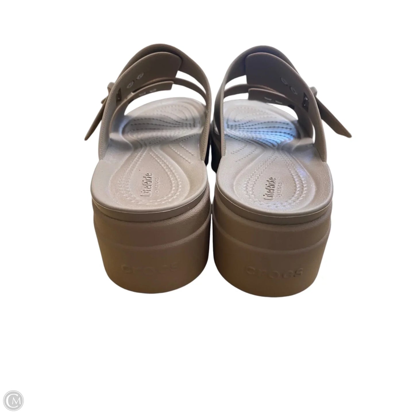 Sandals Heels Platform By Crocs In Tan, Size: 9