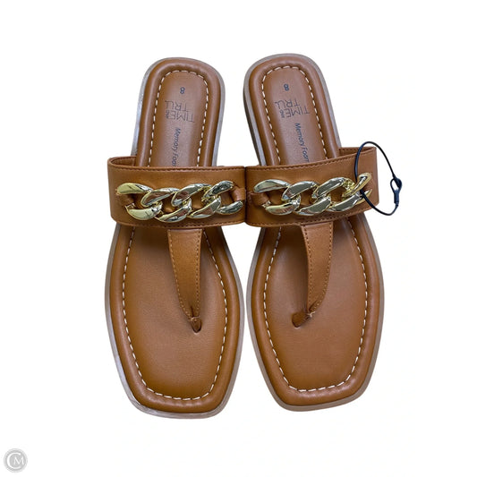 Sandals Flats By Time And Tru In Brown, Size: 8