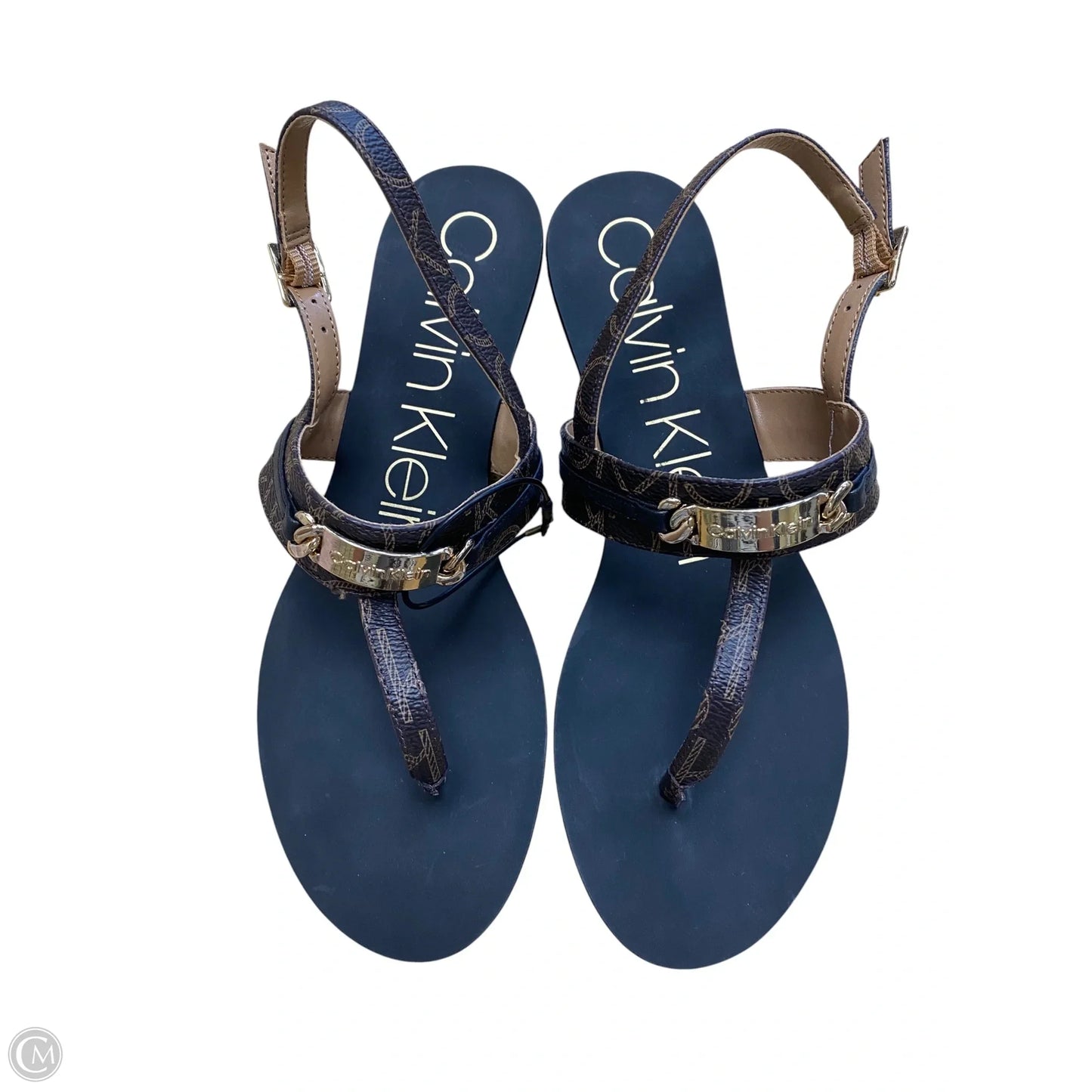 Sandals Flip Flops By Calvin Klein In Black, Size: 8