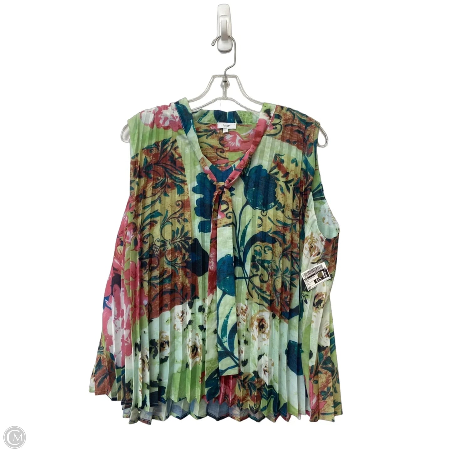 Top Sleeveless By Voy In Green, Size: L