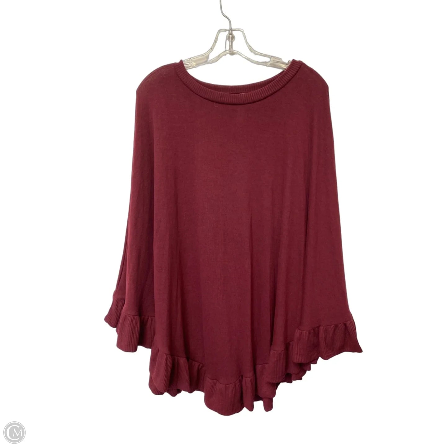 Poncho By Zenana Outfitters In Maroon, Size: M