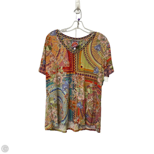 Top Short Sleeve By Johnny Was In Multi-colored, Size: Xxl