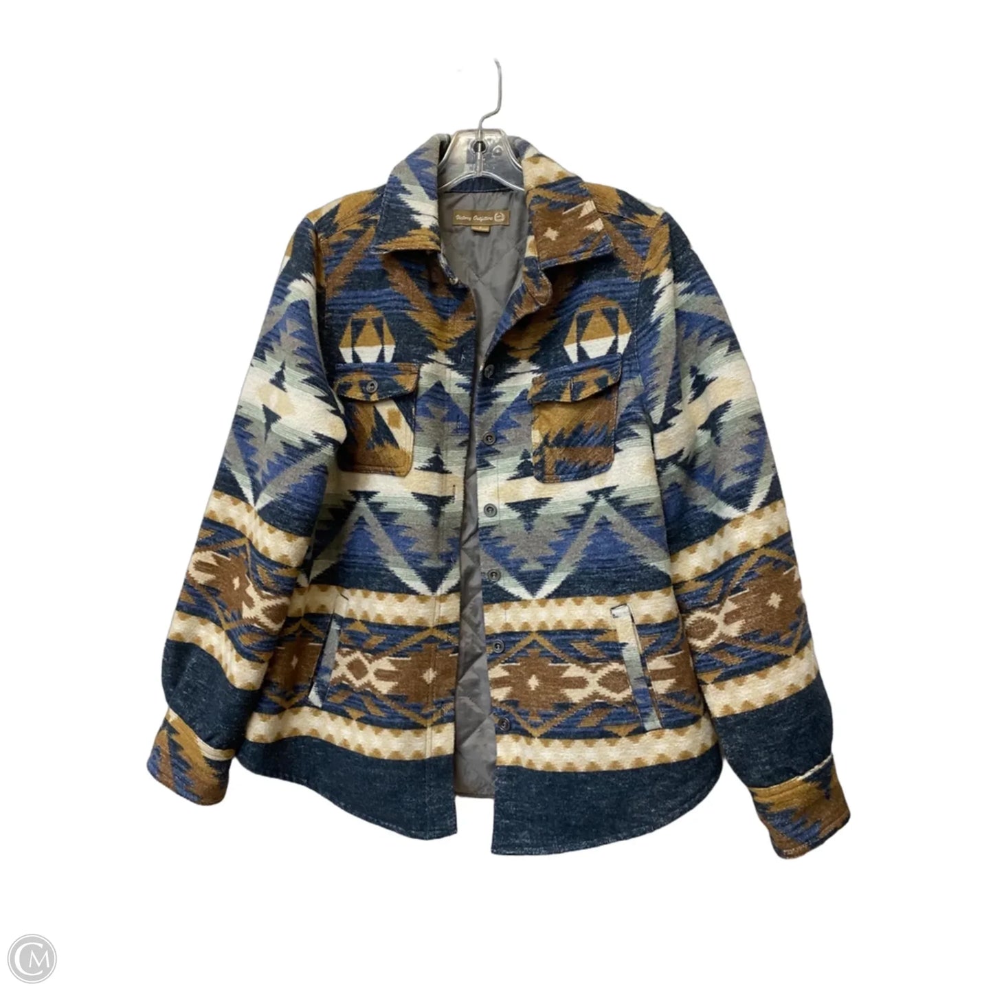 Jacket Shirt By Clothes Mentor In Blue, Size: S