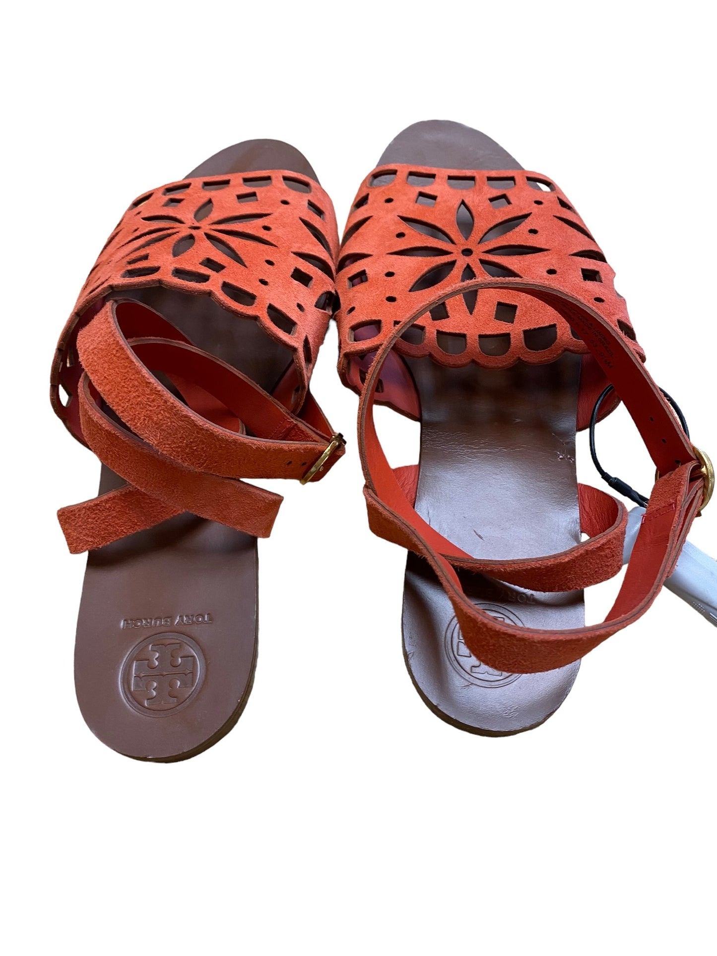 Orange Sandals Flats Tory Burch, Size 9.5