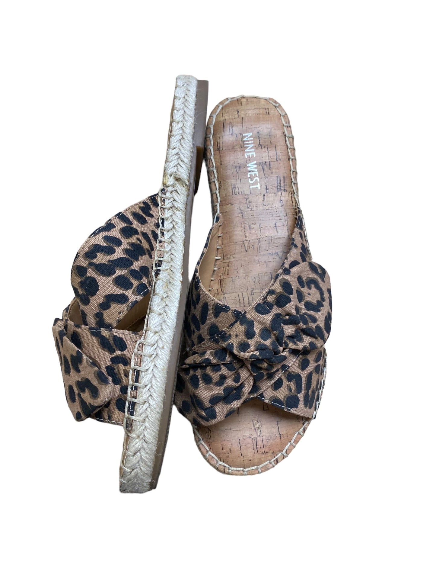 Animal Print Sandals Flats Nine West, Size 9