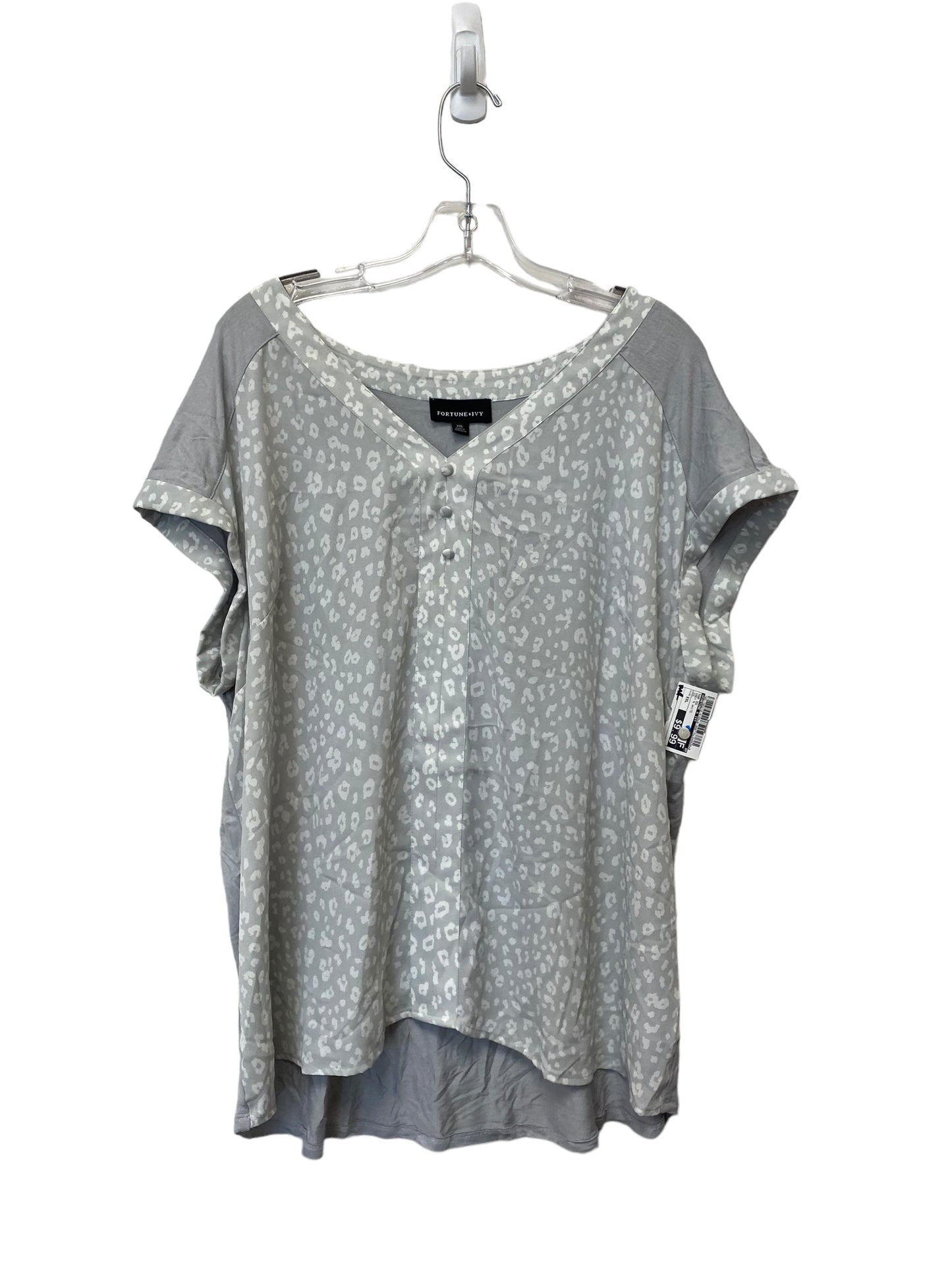 Grey & White Top Short Sleeve Fortune & Ivy, Size Xxl