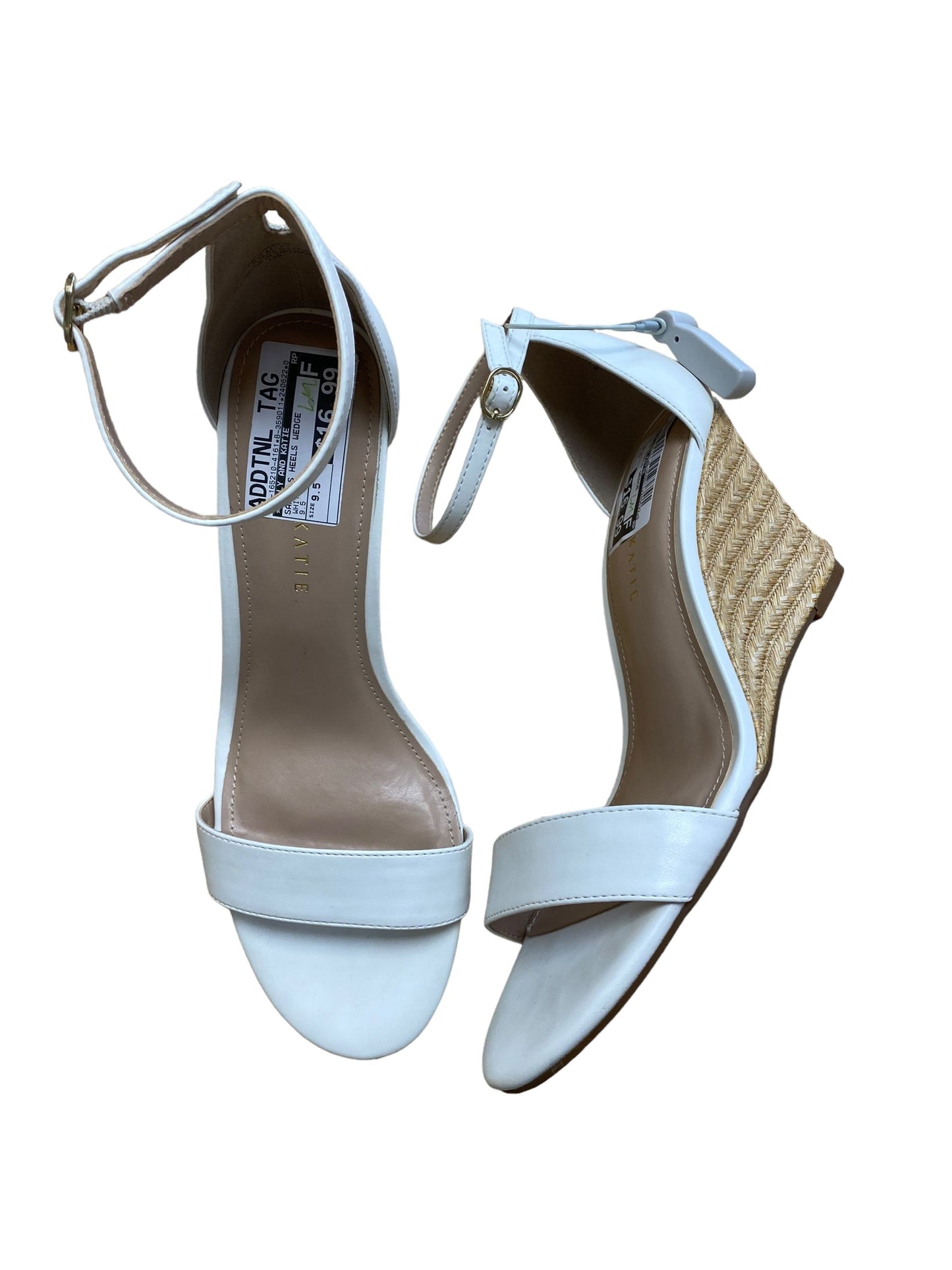 White Sandals Heels Wedge Kelly And Katie, Size 9.5