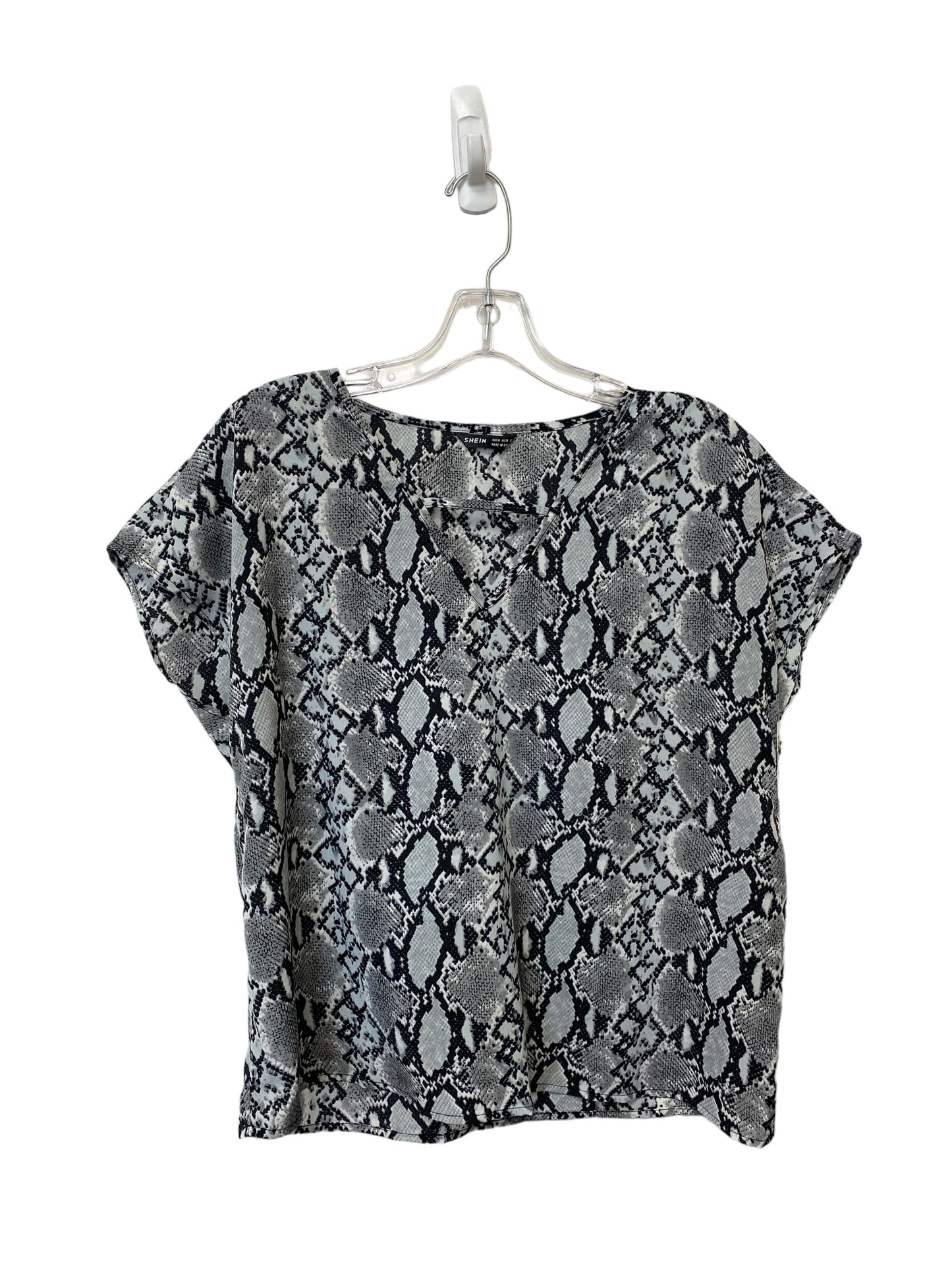 Snakeskin Print Top Short Sleeve Shein, Size M