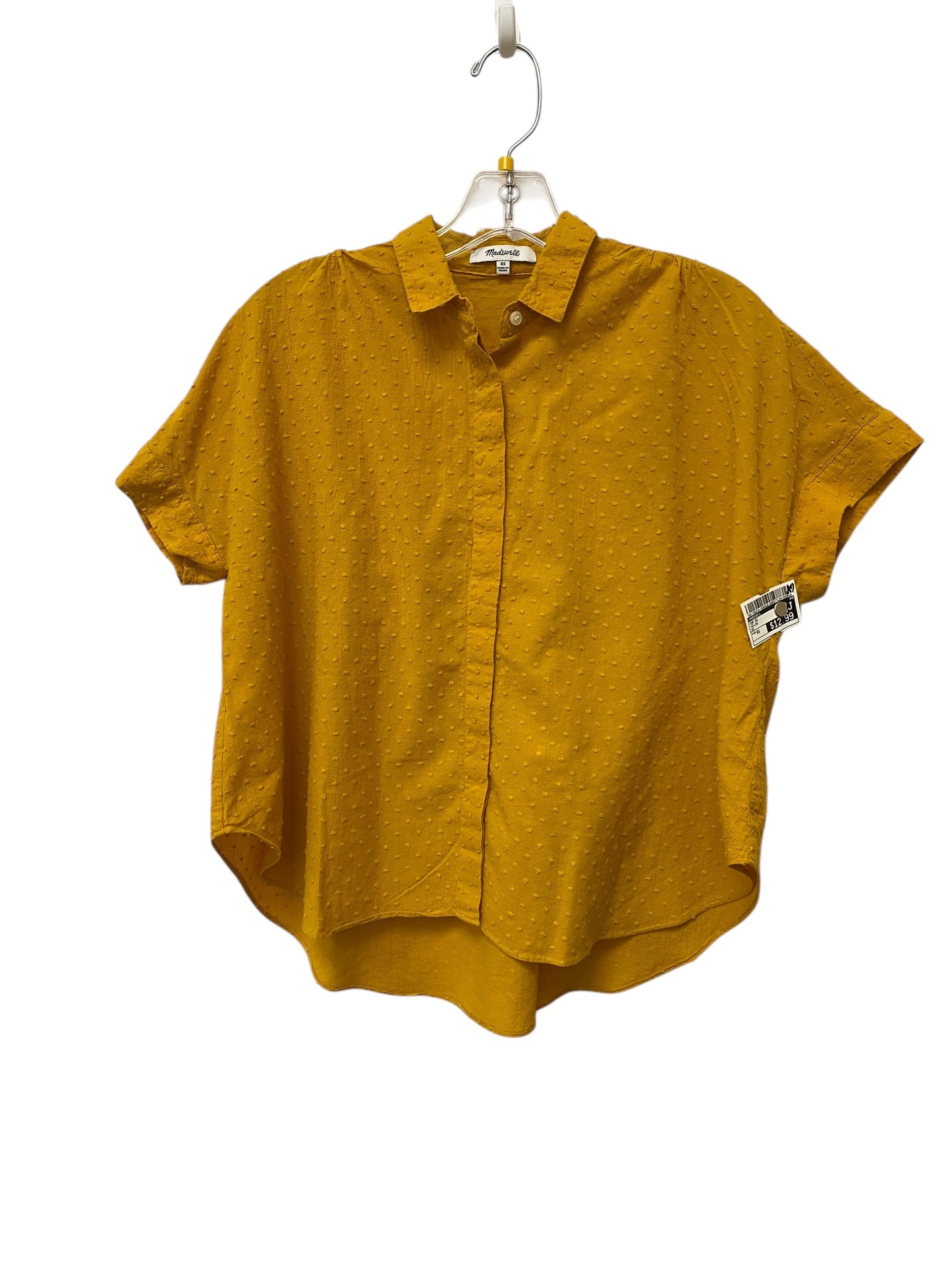 Top Short Sleeve By Madewell In Yellow, Size: Xs