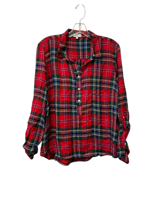 Top Long Sleeve By Crown And Ivy In Plaid Pattern, Size: Xl