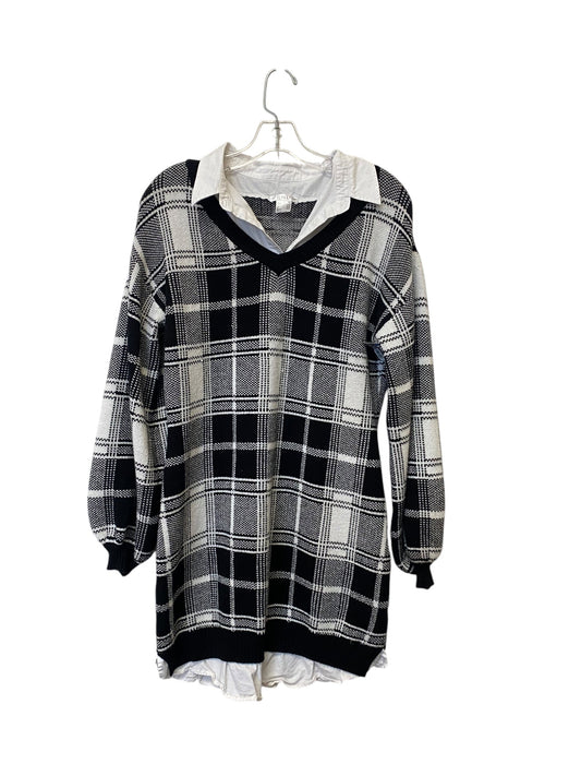 Dress Sweater By Venus In Black & White, Size: L