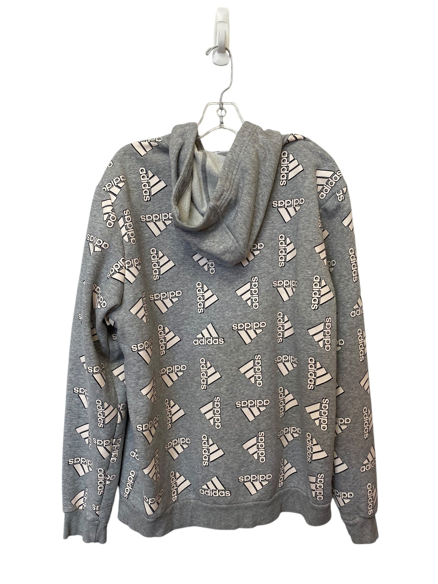 Sweatshirt Hoodie By Adidas In Grey, Size: L