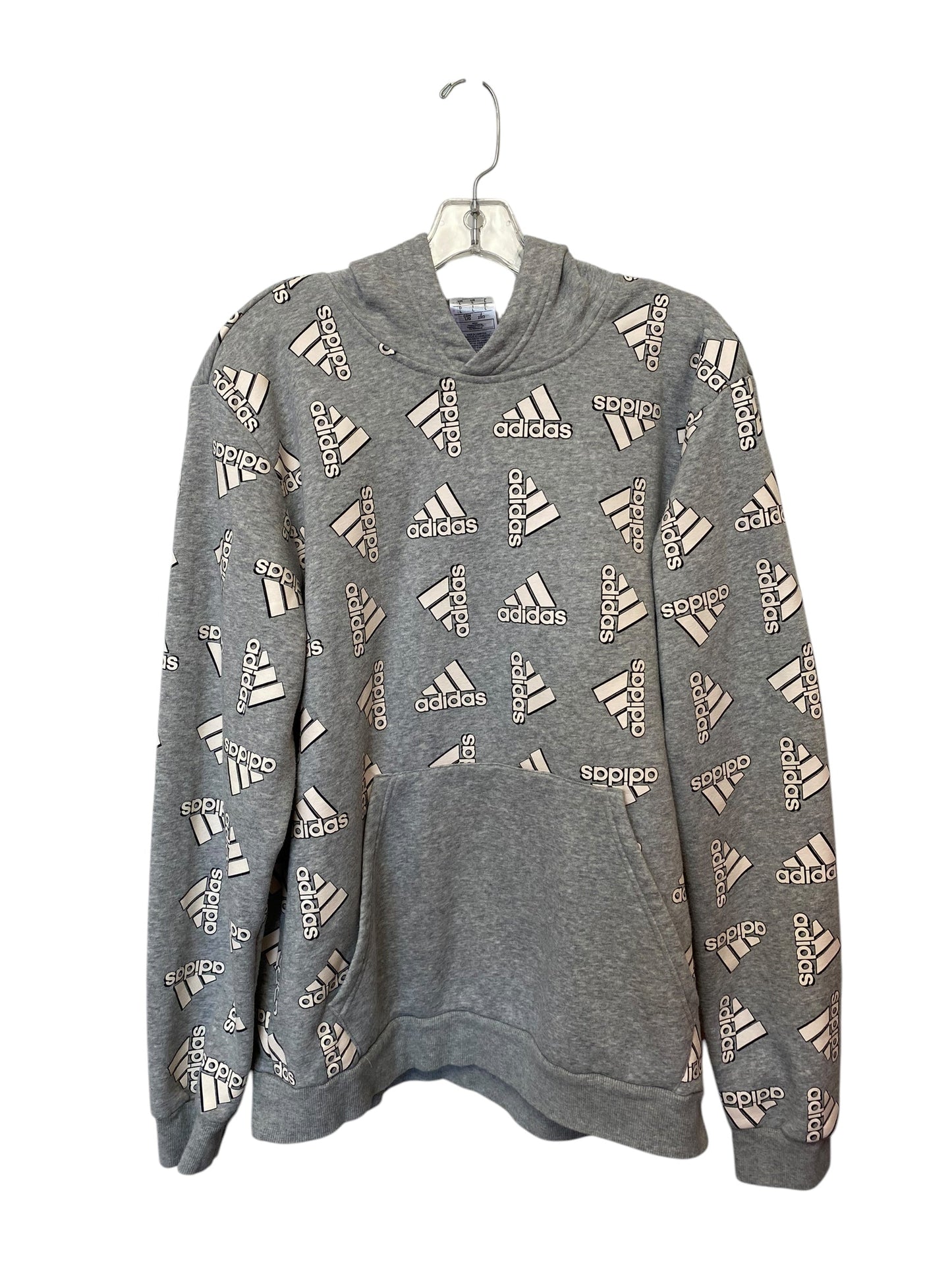 Sweatshirt Hoodie By Adidas In Grey, Size: L