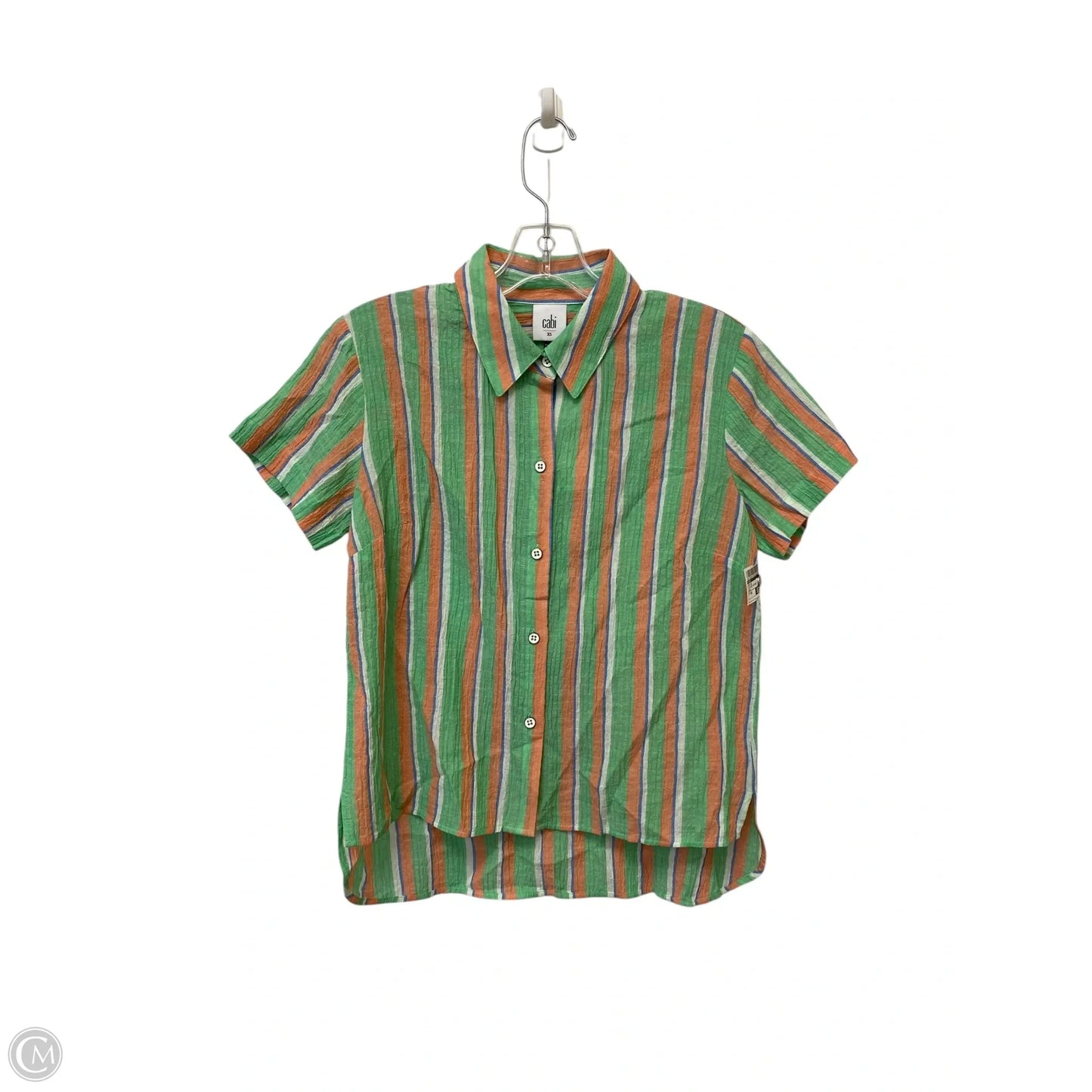 Top Short Sleeve By Cabi In Striped Pattern, Size: Xs