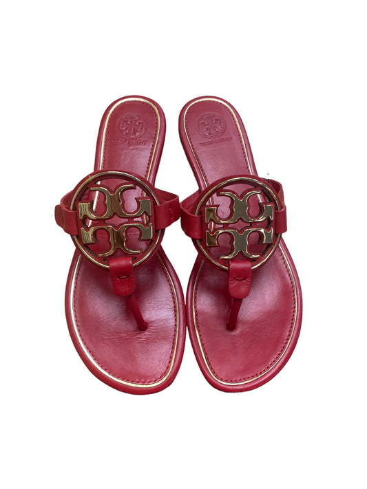 Red Sandals Flats Tory Burch, Size 8.5