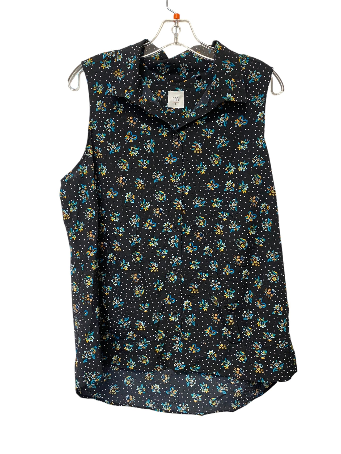 Top Sleeveless By Cabi In Floral Print, Size: L