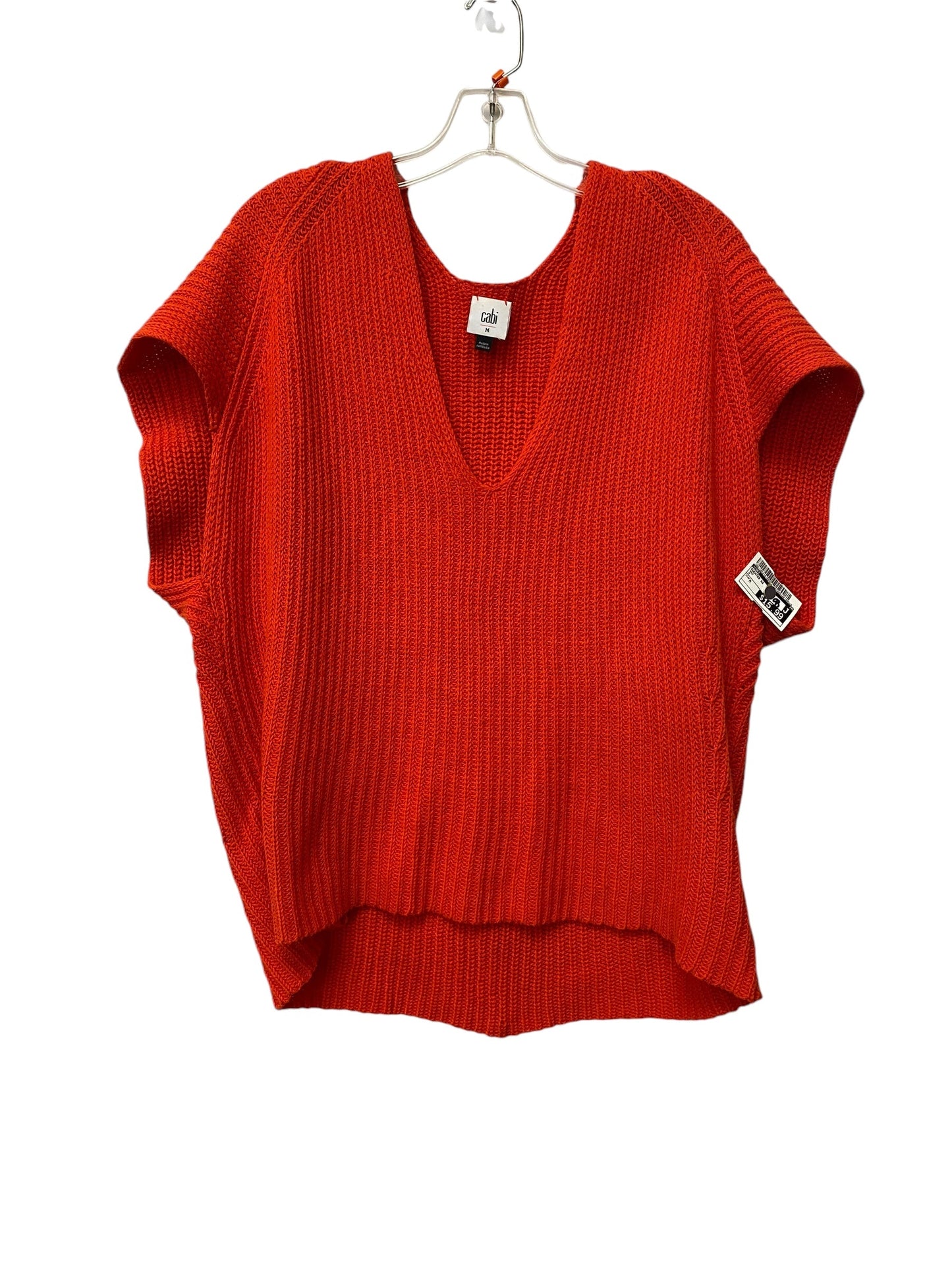 Sweater Short Sleeve By Cabi In Red, Size: M