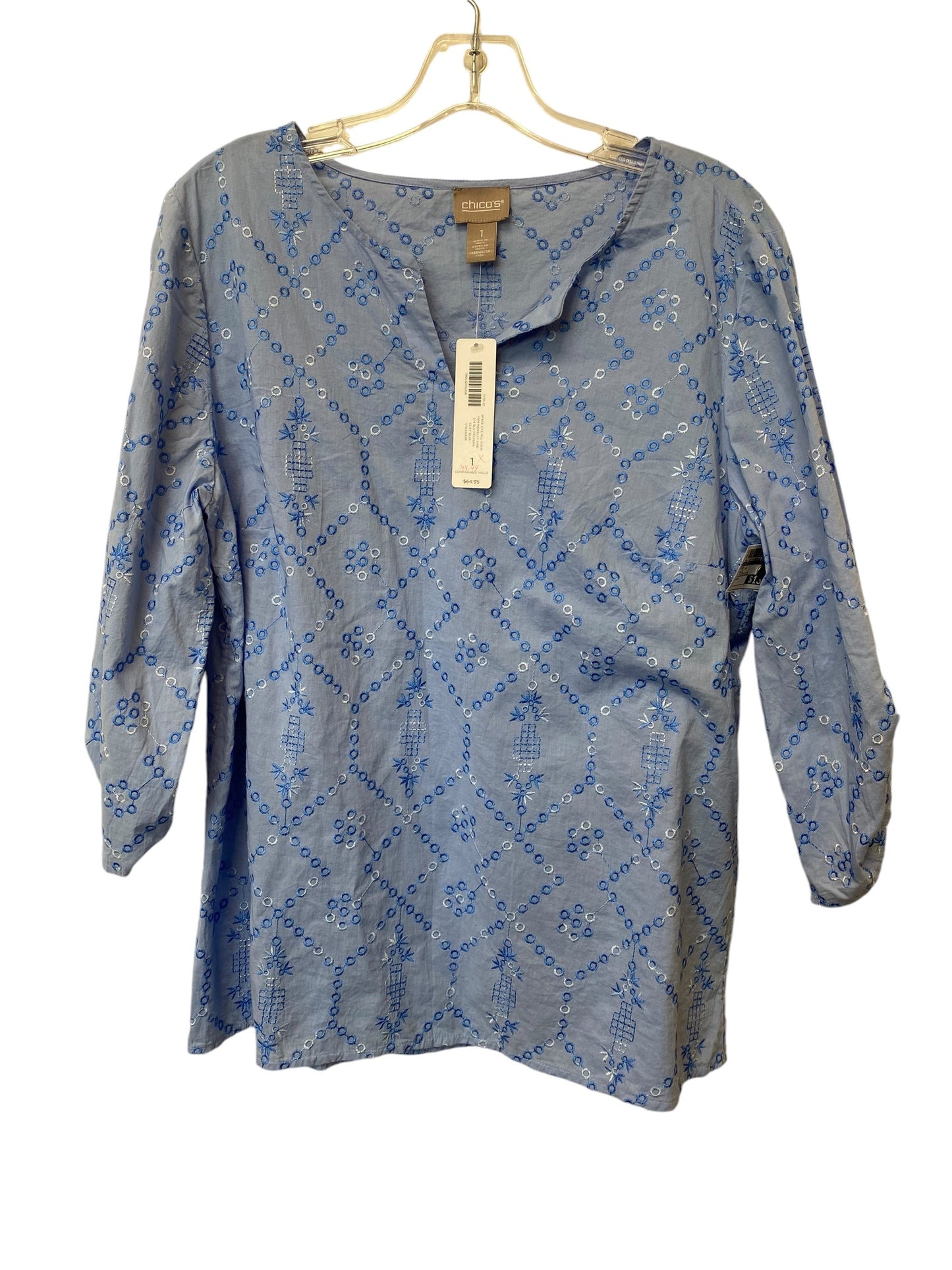 Top Long Sleeve By Chicos In Blue