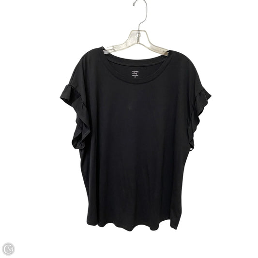Top Short Sleeve Basic By Crown And Ivy In Black, Size: 2x