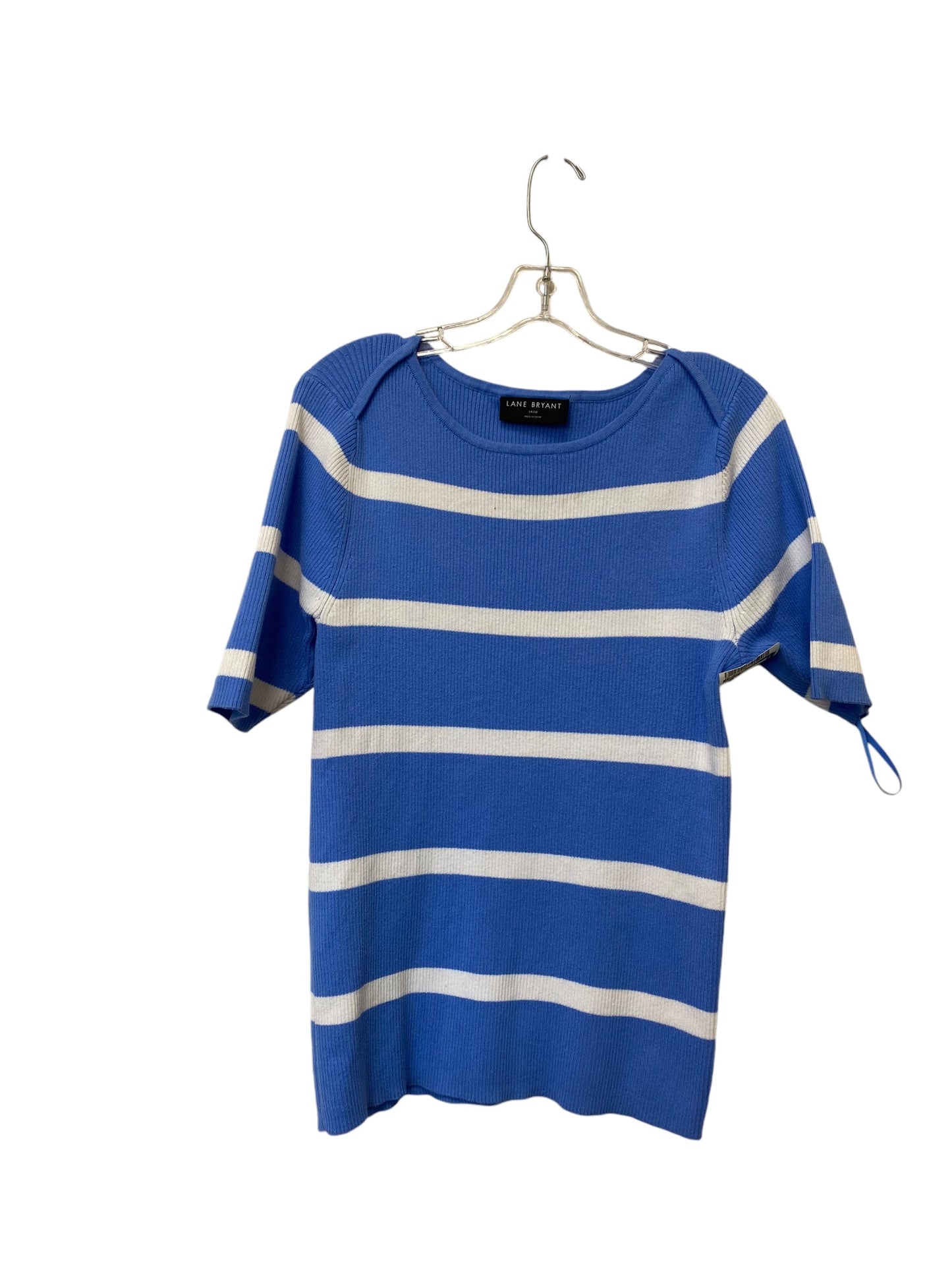 Sweater Short Sleeve By Lane Bryant In Blue & White, Size: 1x