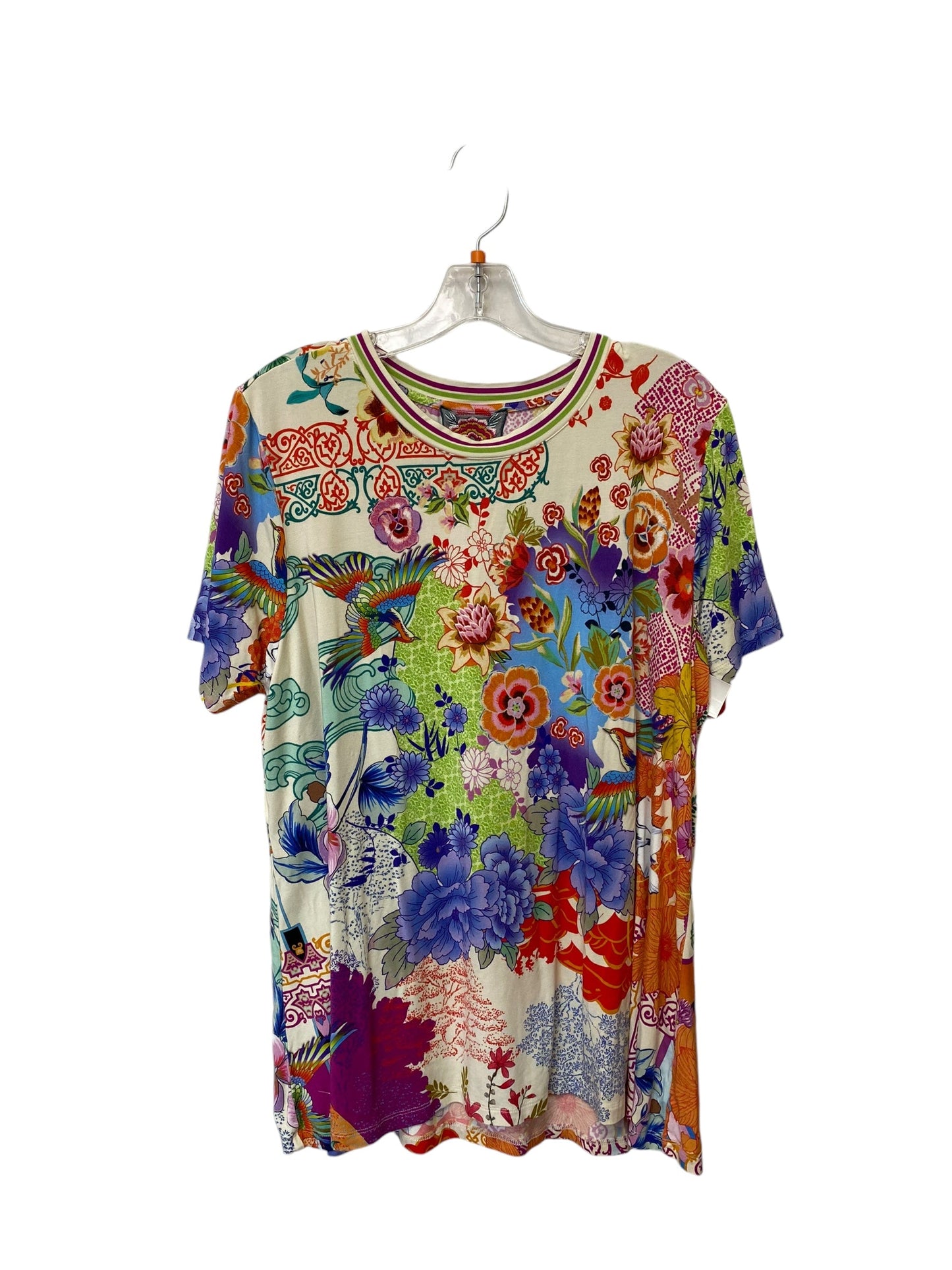 Top Short Sleeve By Johnny Was In Floral Print, Size: Xxl