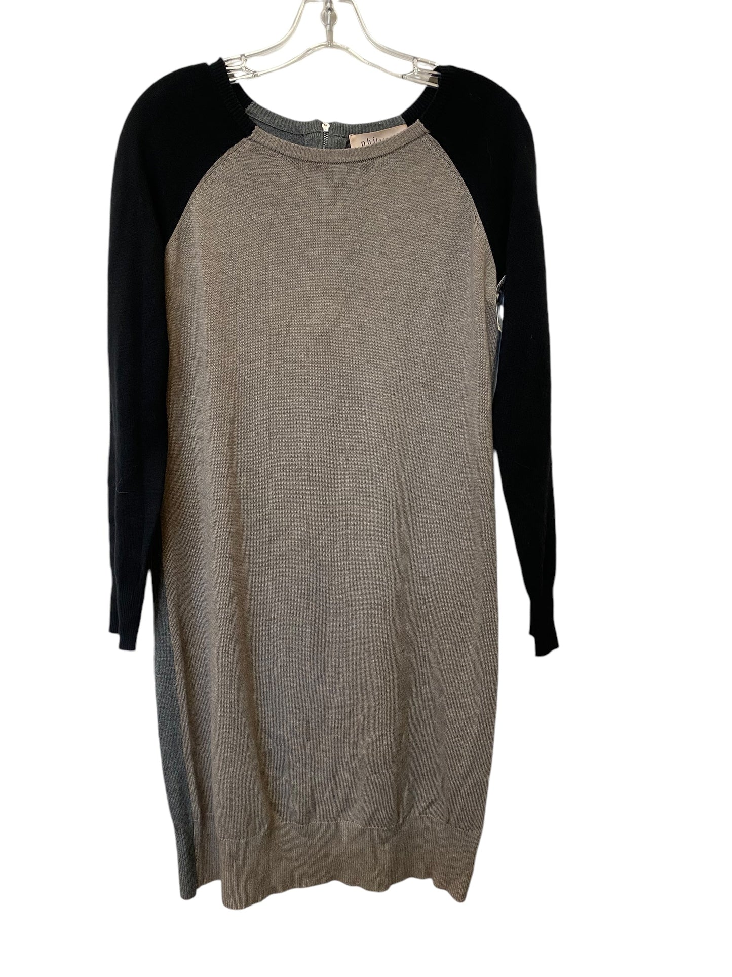 Dress Casual Midi By Philosophy In Black & Grey, Size: S