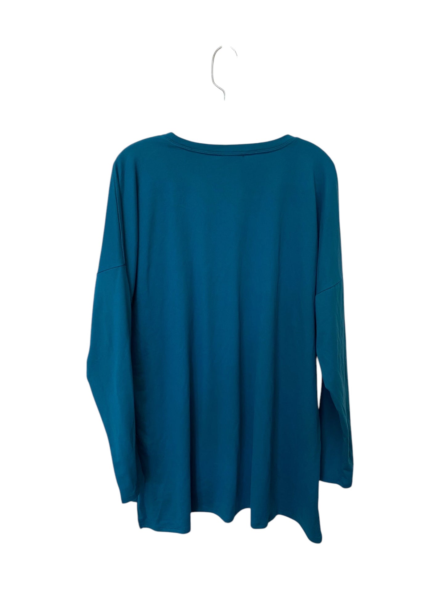 Top Long Sleeve Basic By Zenana Outfitters In Blue, Size: Xl