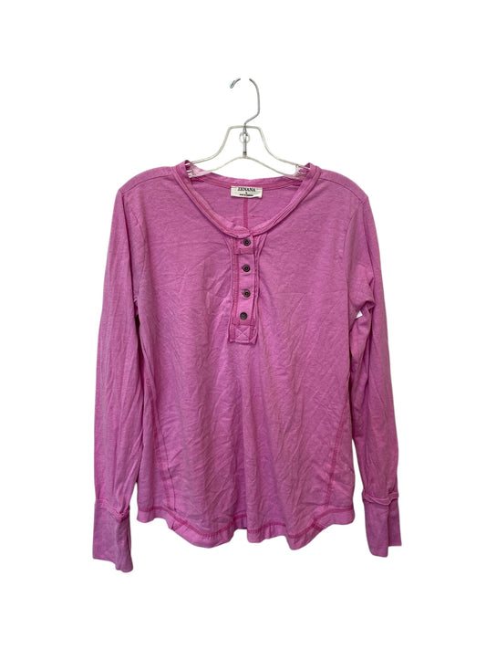 Top Long Sleeve Basic By Zenana Outfitters In Pink, Size: L