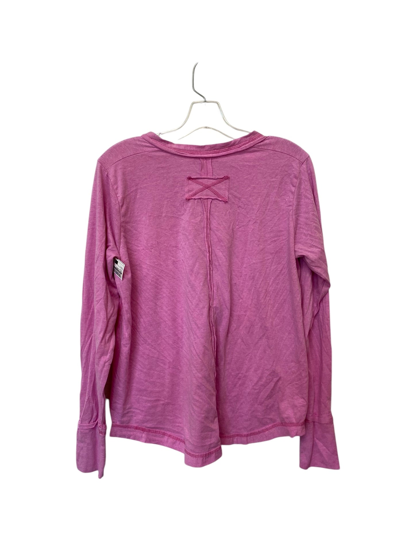 Top Long Sleeve Basic By Zenana Outfitters In Pink, Size: L