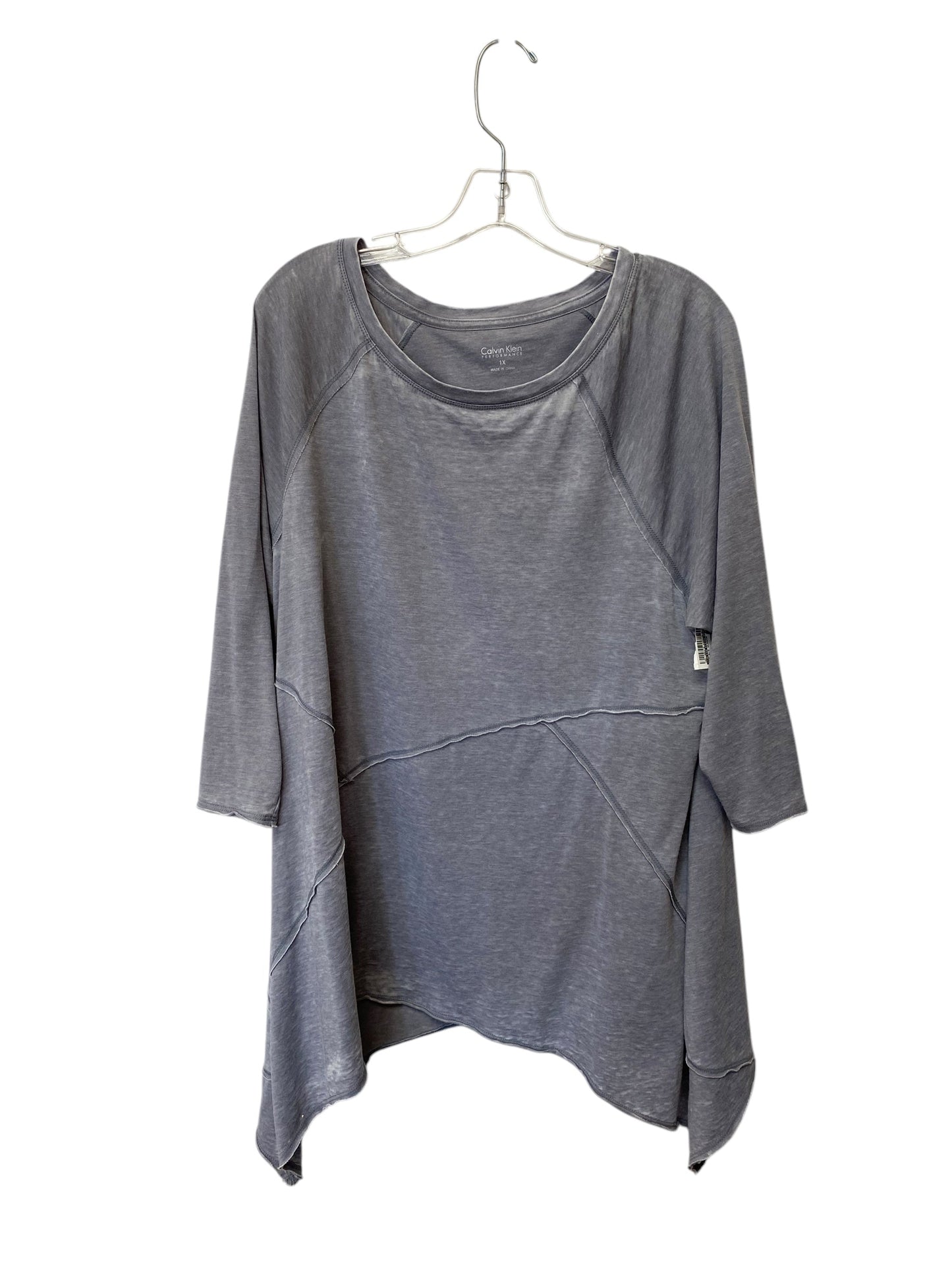 Top 3/4 Sleeve By Calvin Klein Performance In Grey, Size: 1x