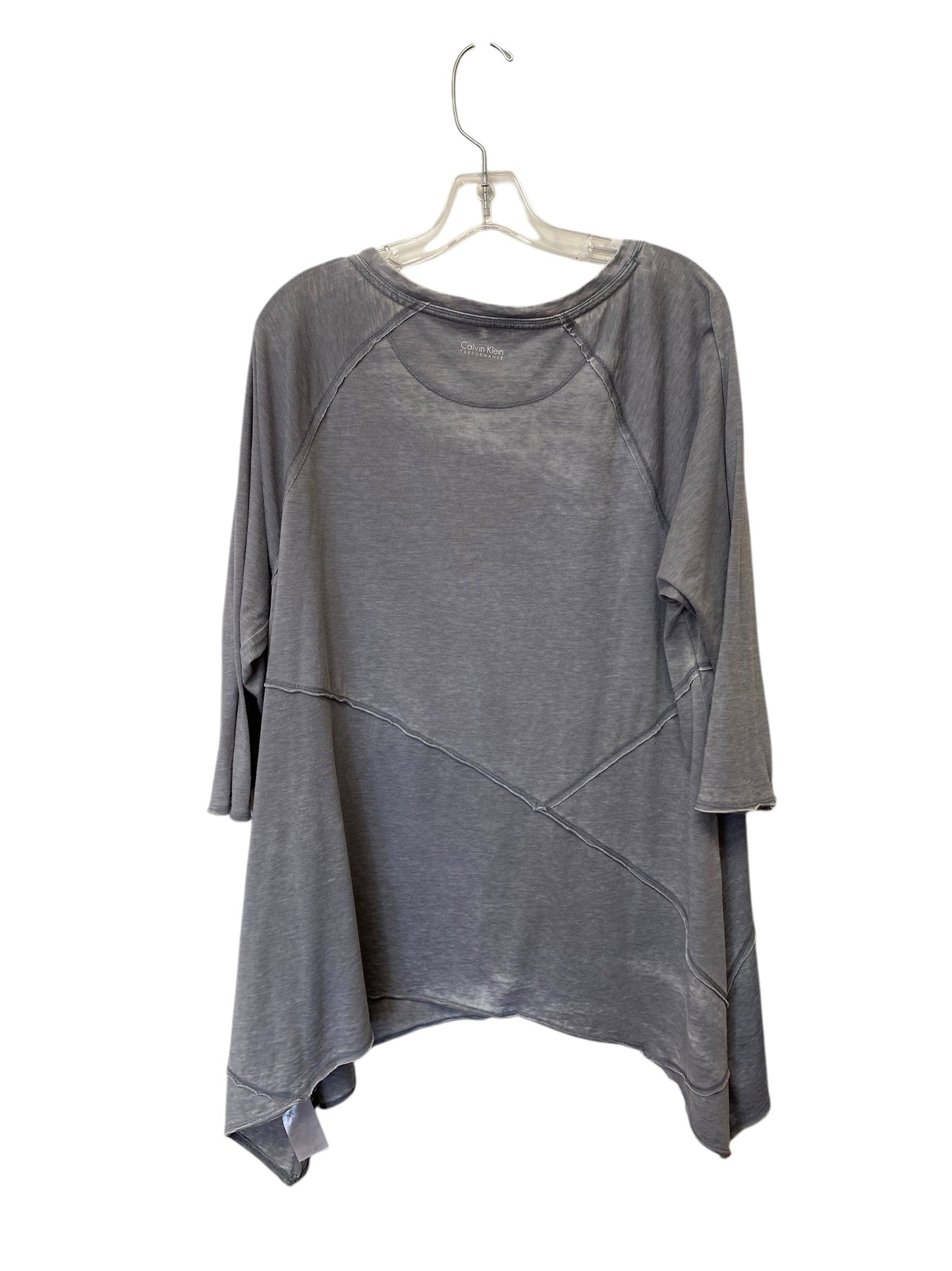 Top 3/4 Sleeve By Calvin Klein Performance In Grey, Size: 1x