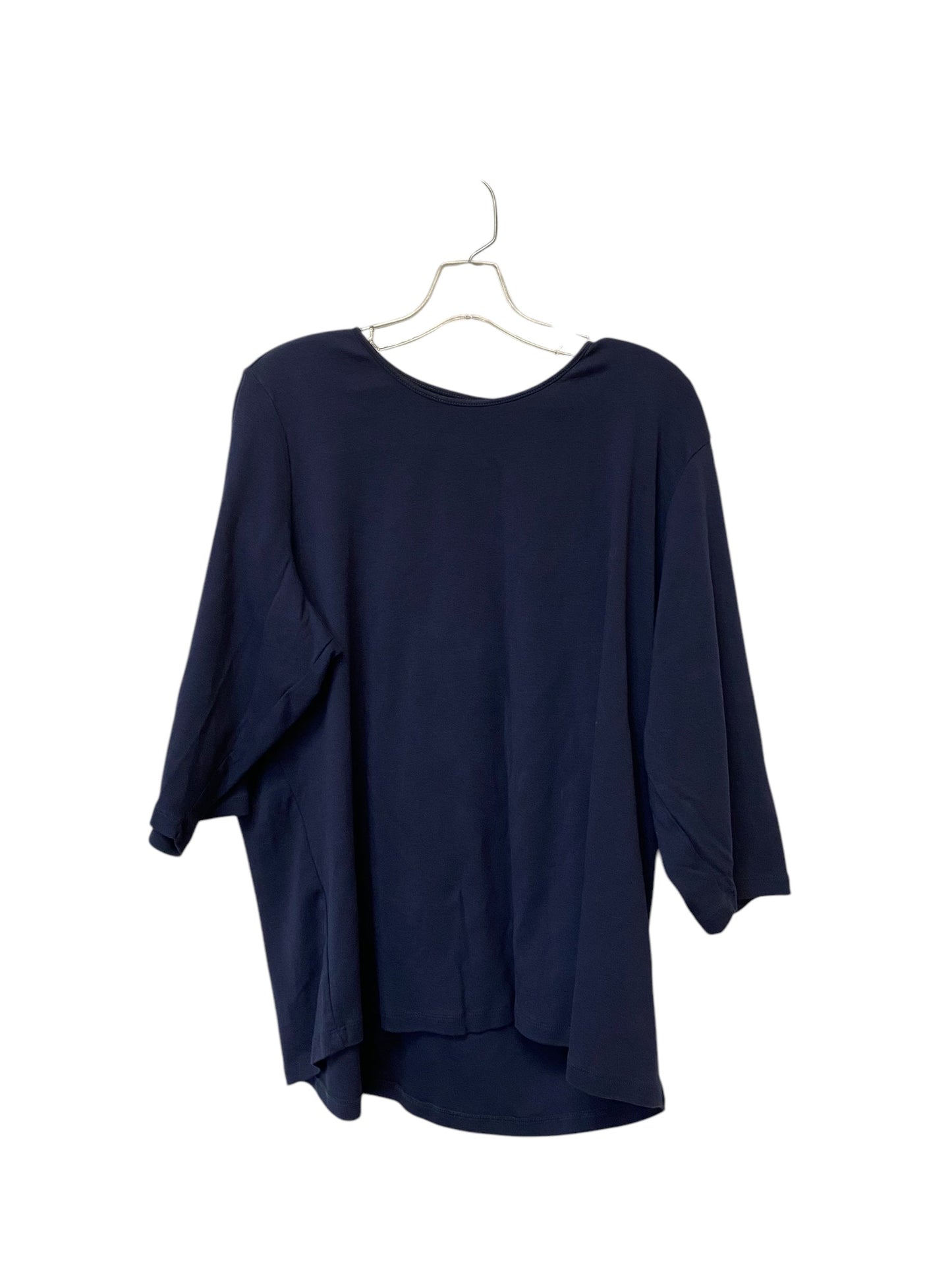 Top 3/4 Sleeve Basic By Cj Banks In Blue, Size: 3x