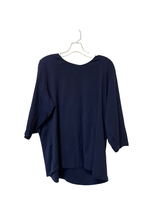 Top 3/4 Sleeve Basic By Cj Banks In Blue, Size: 3x
