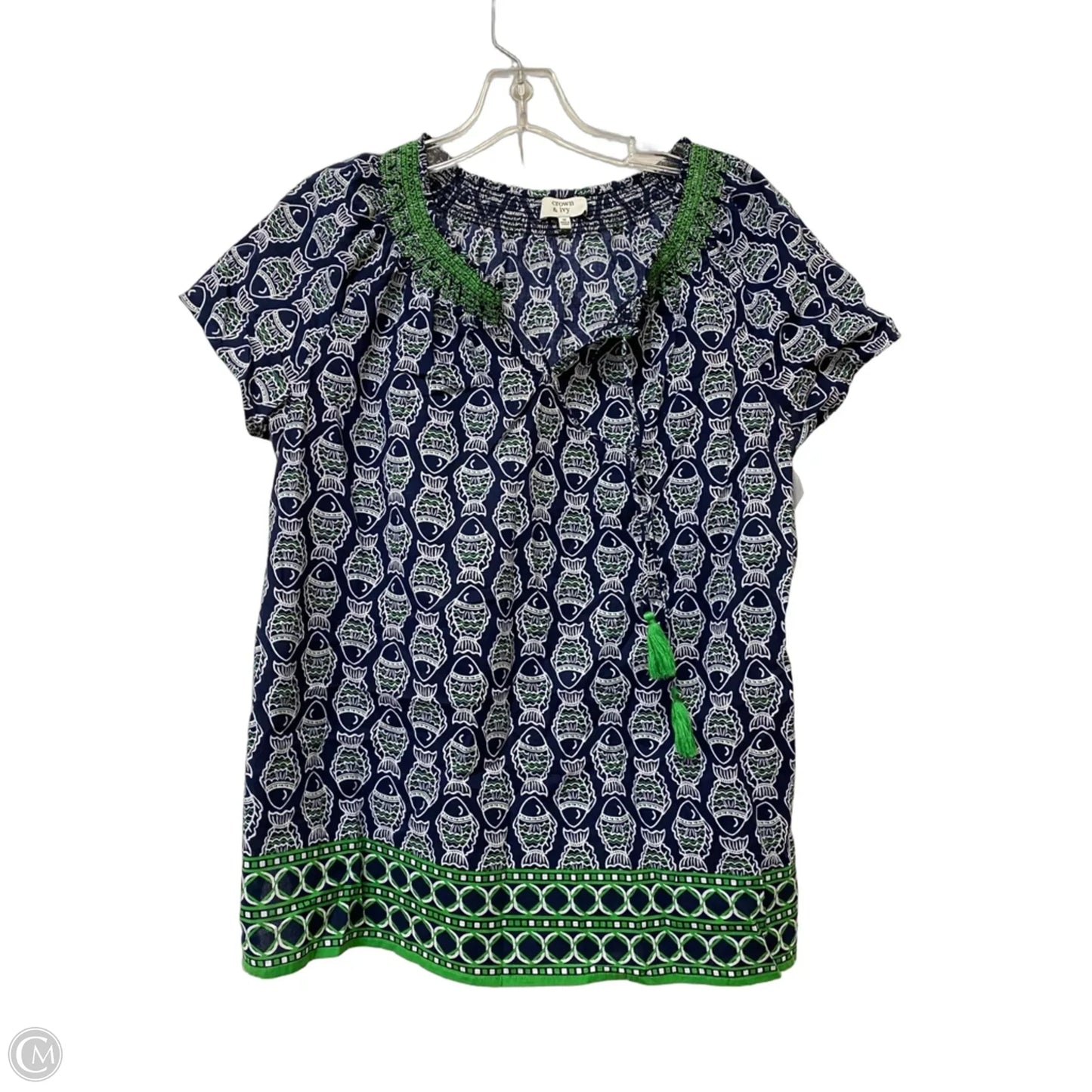 Top Short Sleeve By Crown And Ivy In Blue & Green, Size: M