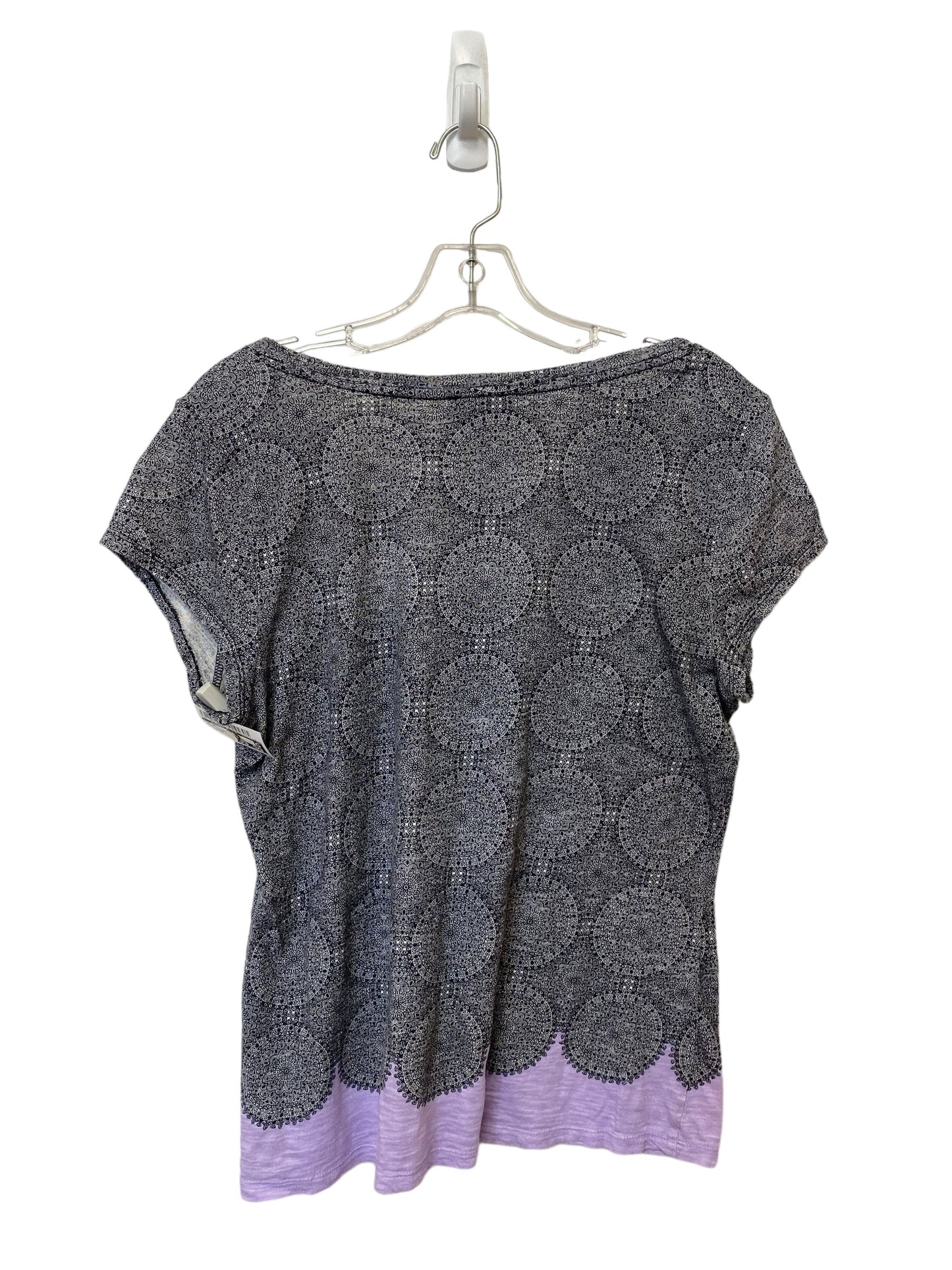 Black & Purple Top Short Sleeve Clothes Mentor, Size L