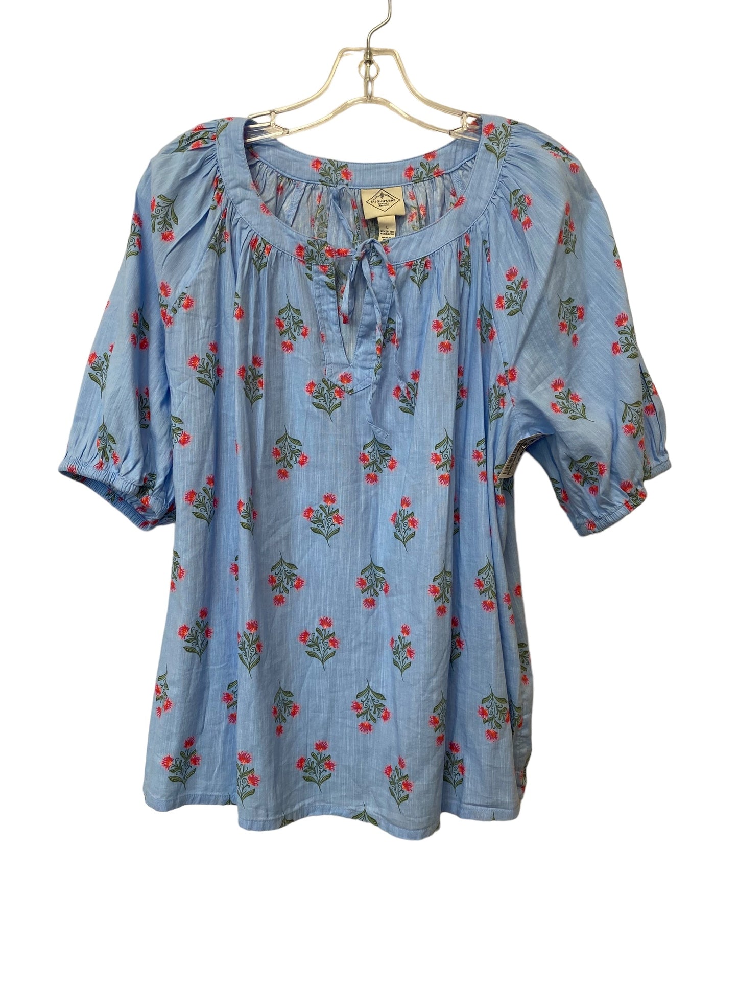 Floral Print Top Short Sleeve St Johns Bay, Size L