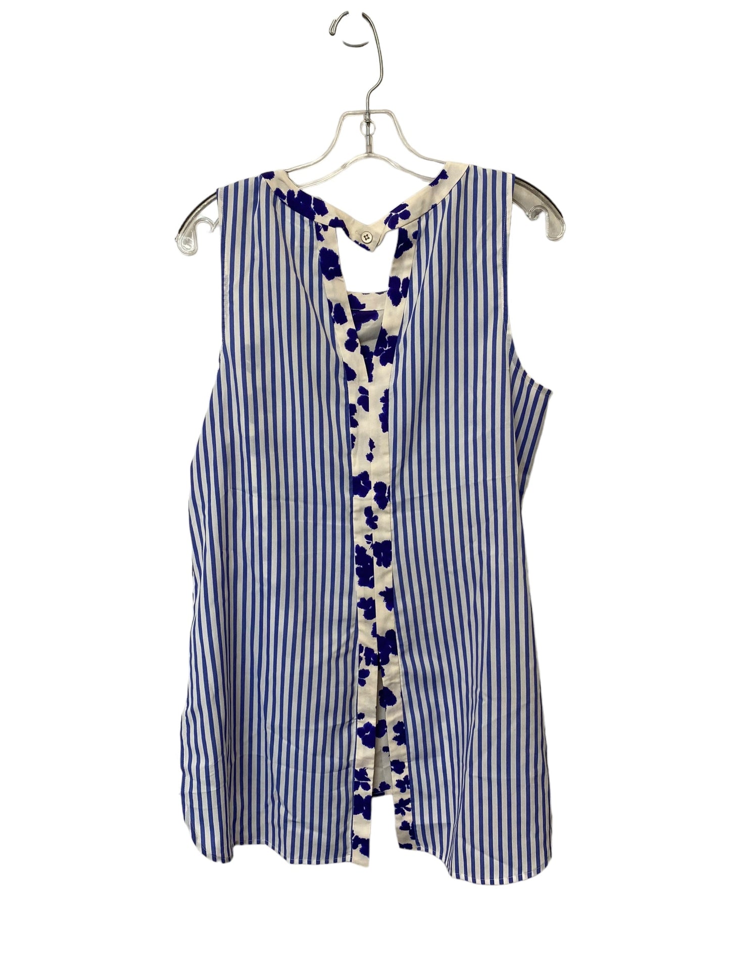 Top Sleeveless By Cabi In Blue & White, Size: M