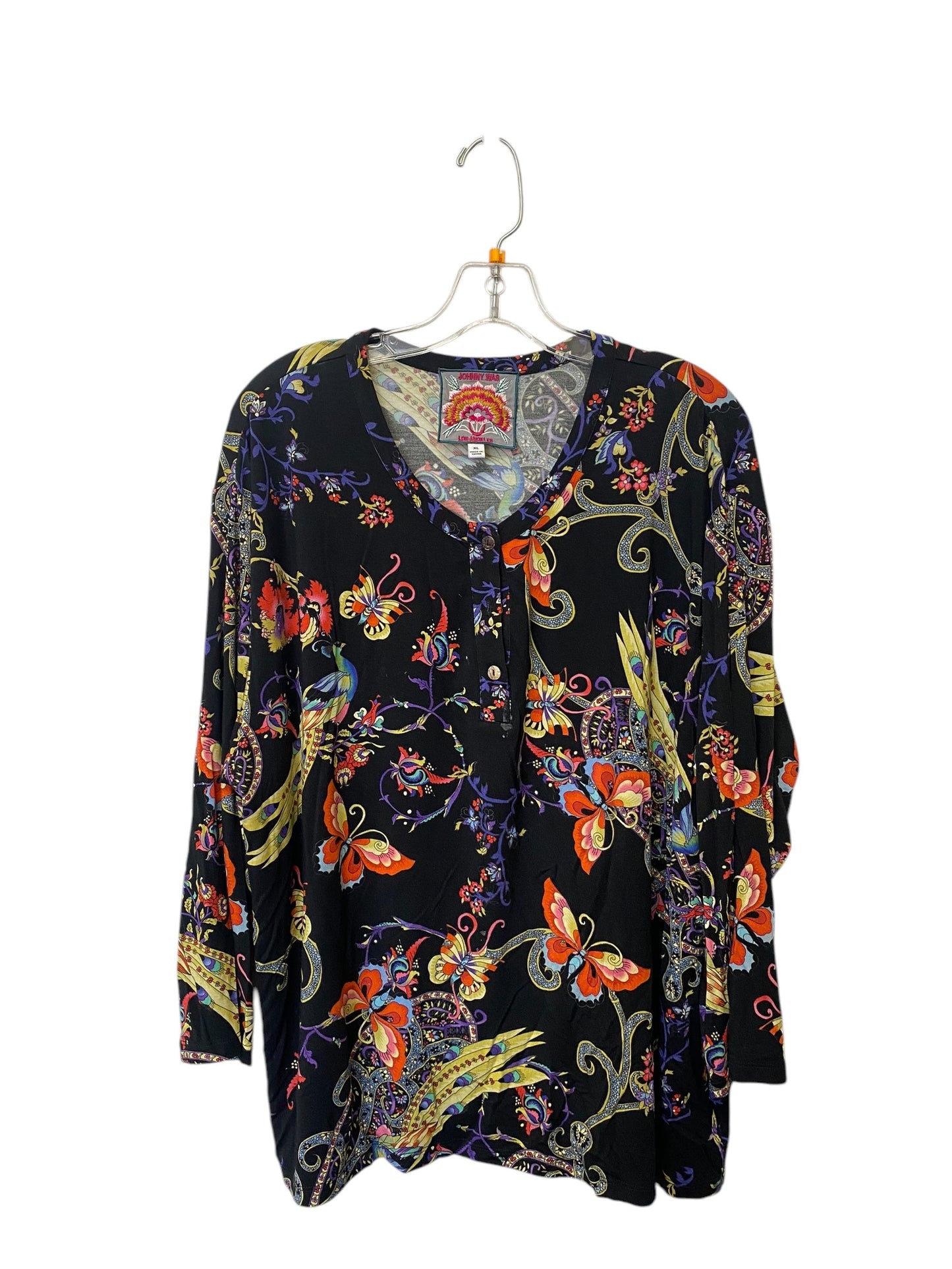 Top Long Sleeve By Johnny Was In Floral Print, Size: Xl