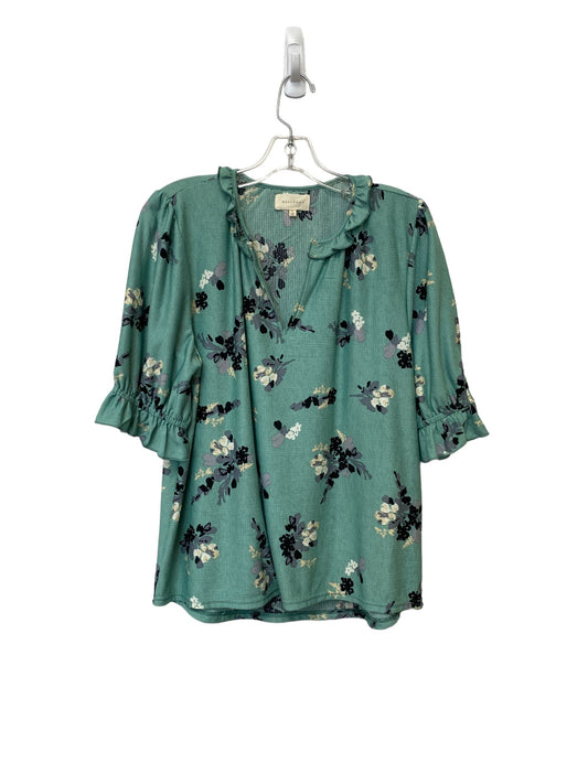 Floral Print Top Short Sleeve Melloday, Size L