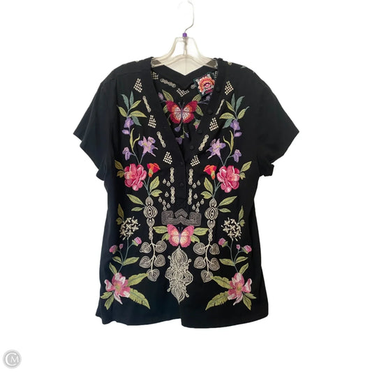Top Short Sleeve By Johnny Was In Floral Print, Size: Xl