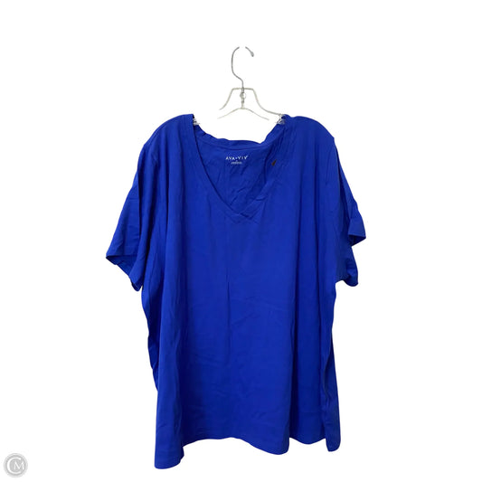 Top Short Sleeve Basic By Ava & Viv In Blue, Size: 4x