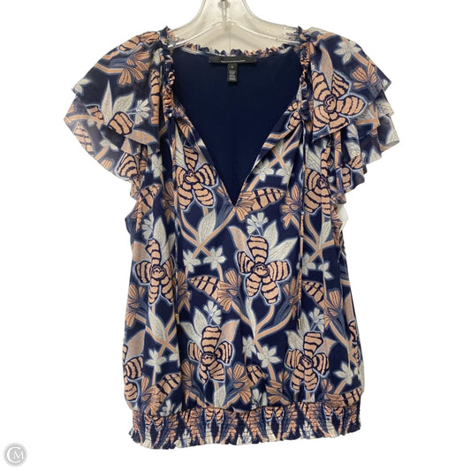 Top Short Sleeve By White House Black Market In Navy, Size: L