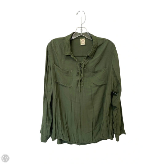 Top Long Sleeve Basic By Faded Glory In Green, Size: Xxl