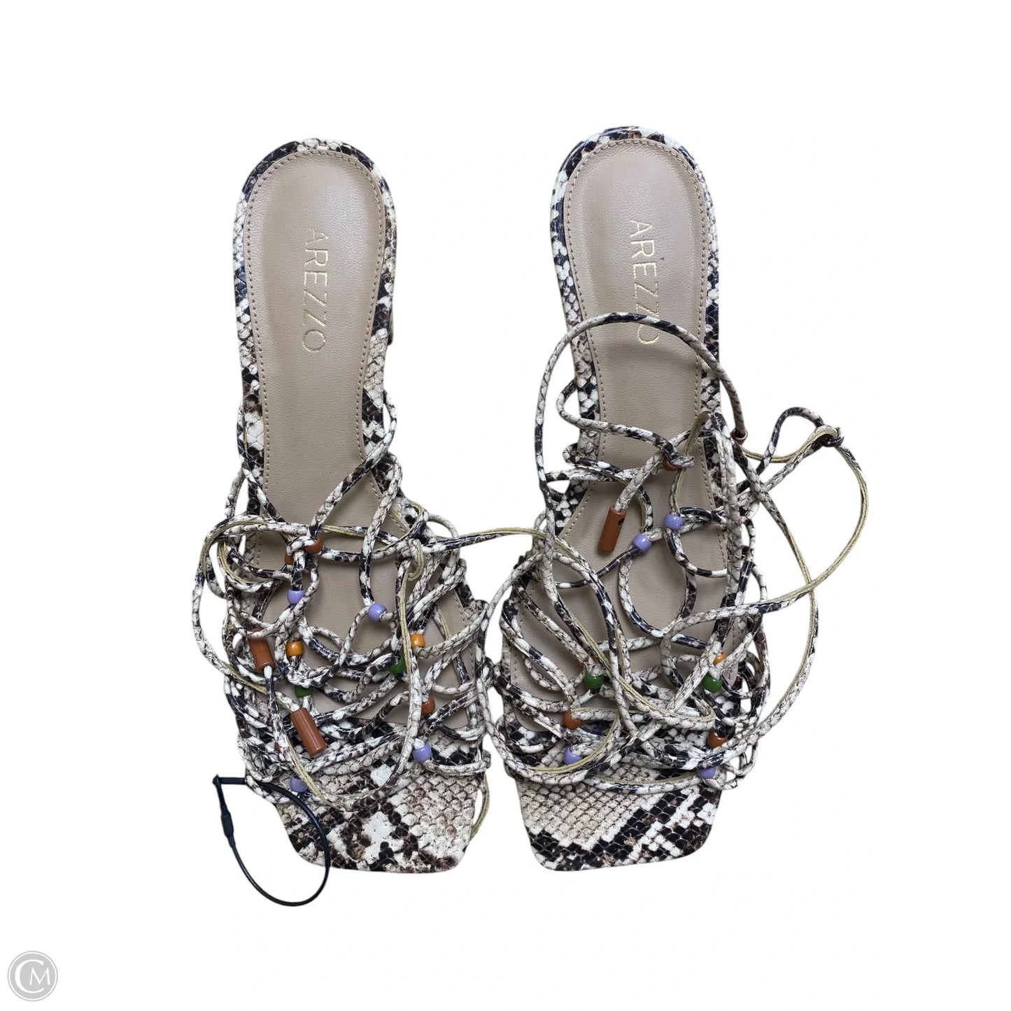 Sandals Heels Block By Cme In Animal Print, Size: 7.5