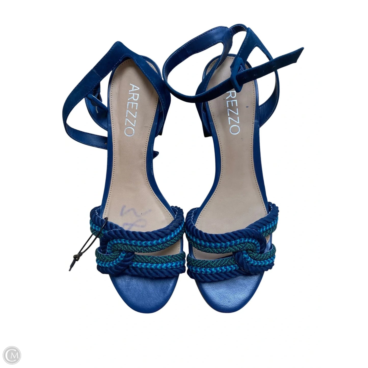 Sandals Heels Block By Cme In Navy, Size: 7.5