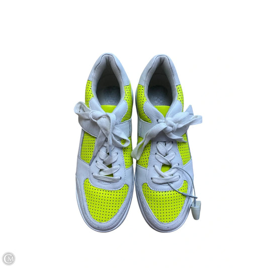 Shoes Sneakers By Vince Camuto In White & Yellow, Size: 8.5