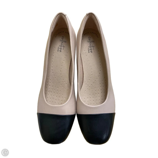Shoes Heels Block By Clarks In Black & Cream, Size: 9.5