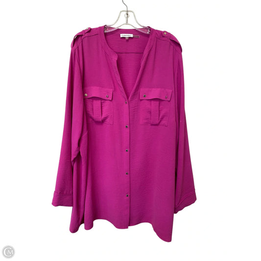 Top Long Sleeve By Calvin Klein In Pink, Size: 3x