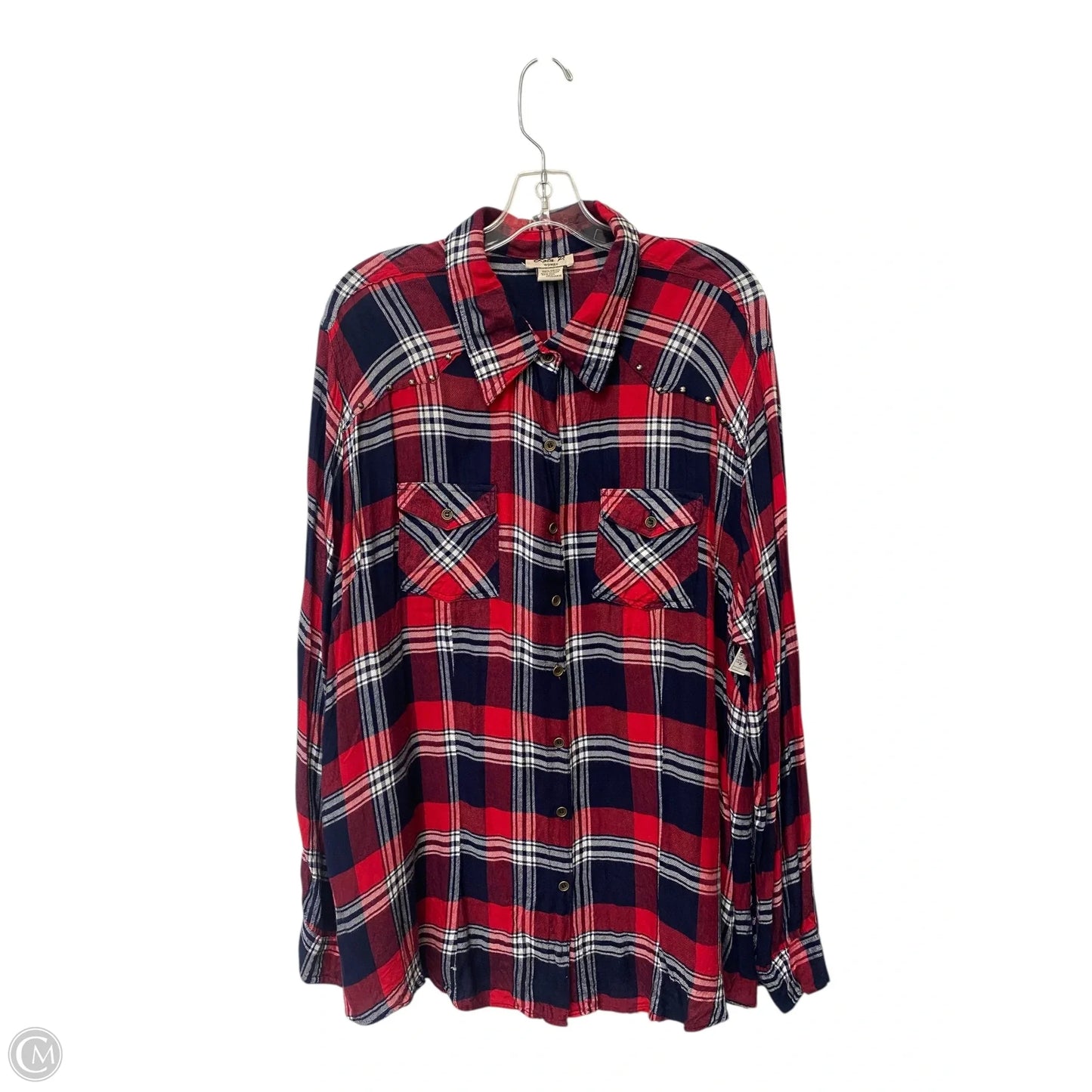 Top Long Sleeve By Cme In Plaid Pattern, Size: 2x
